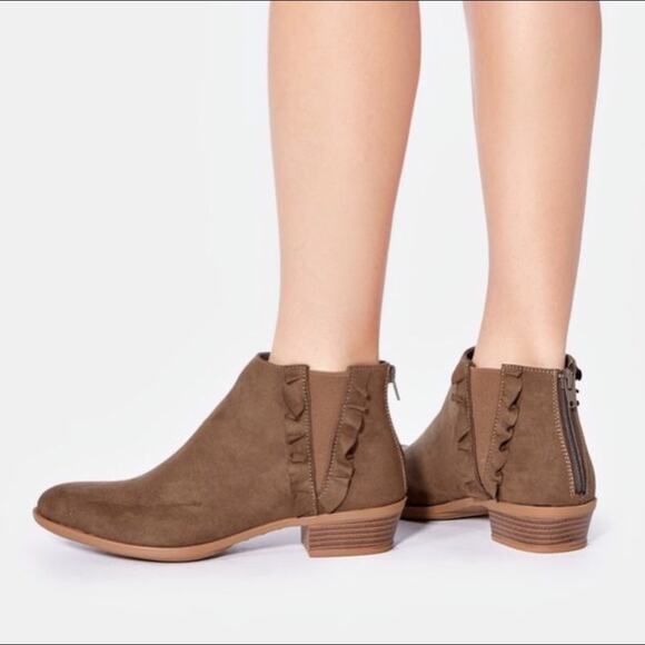 Justfab Olive Ruffle Faux Suede Bootie - Picture 2 of 8